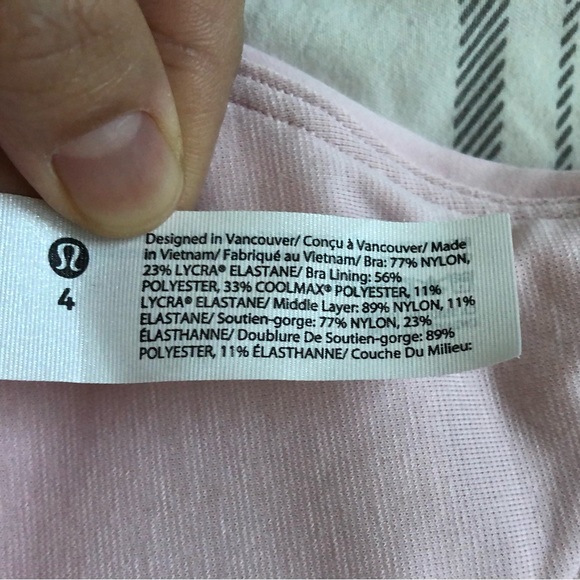NWT Lululemon size 4 Energy Bra, strawberry milk - Picture 5 of 7